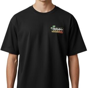 Quiksilver Men’s Black Tee with Tropical Graphic Size Large